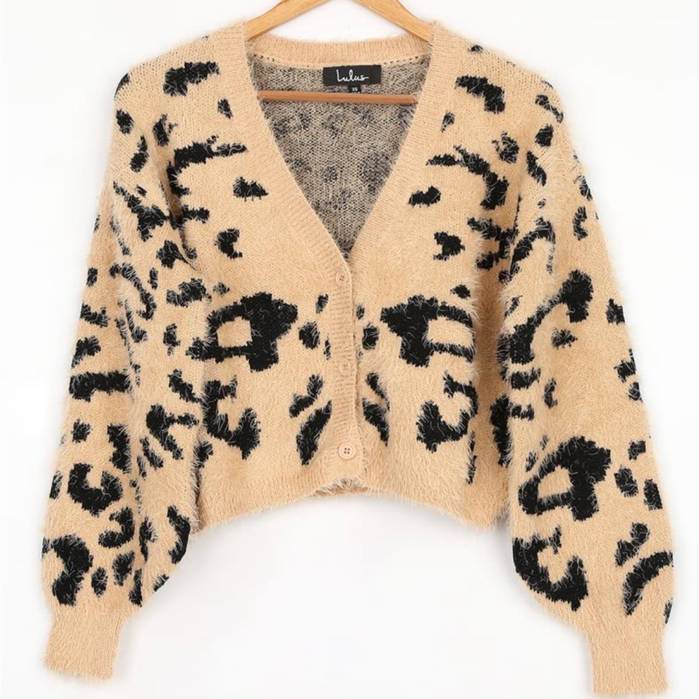 Leopard print cardigan. Worn once, like new! Size XS.